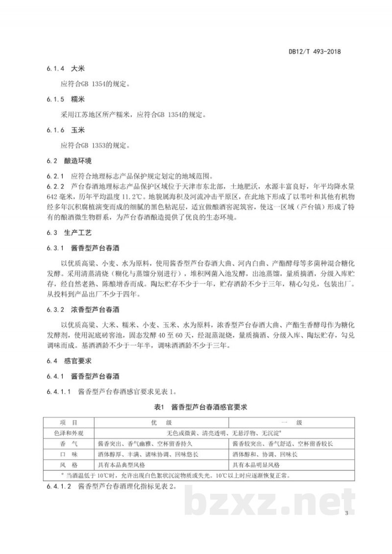 DB12/T 493-2018地理标志产品 芦台春酒