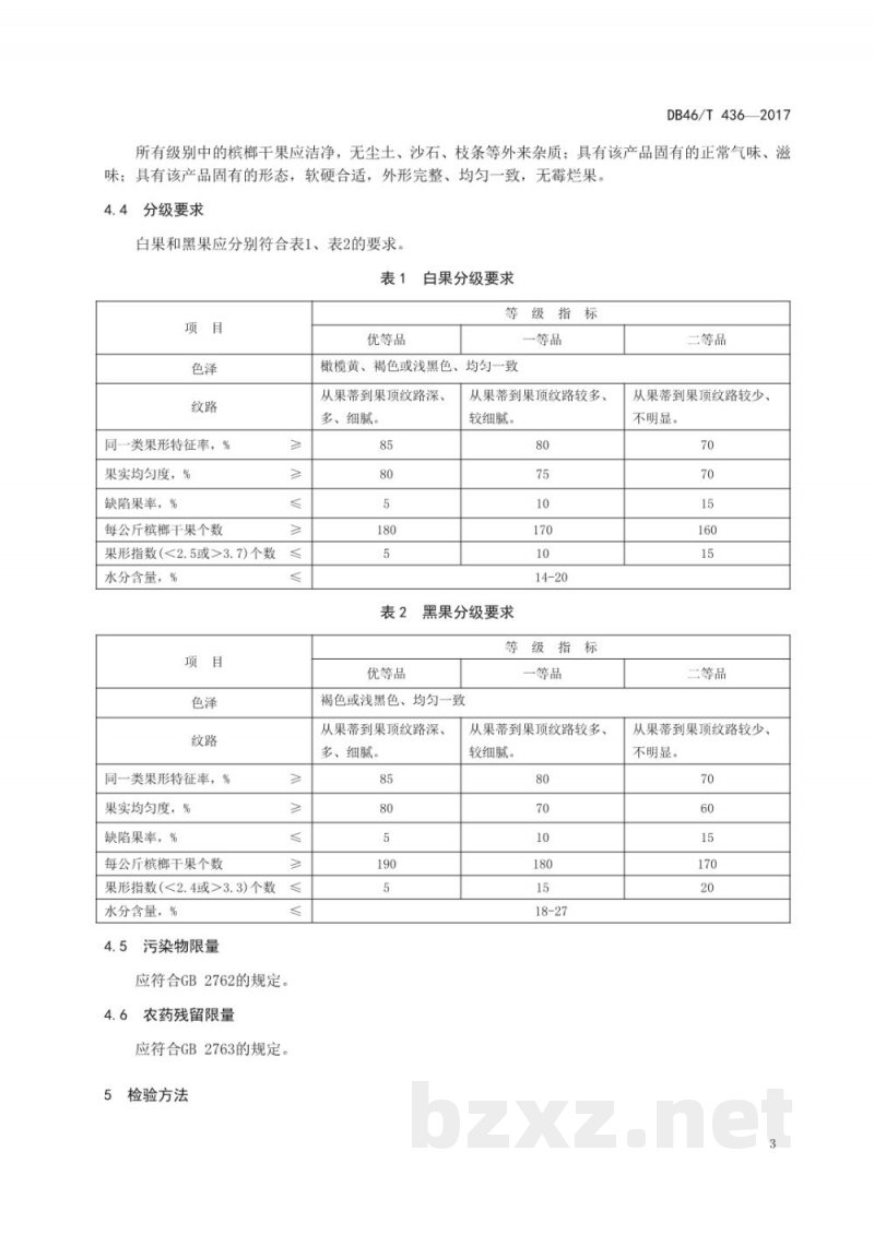 DB46/T 436-2017槟榔干果等级规格