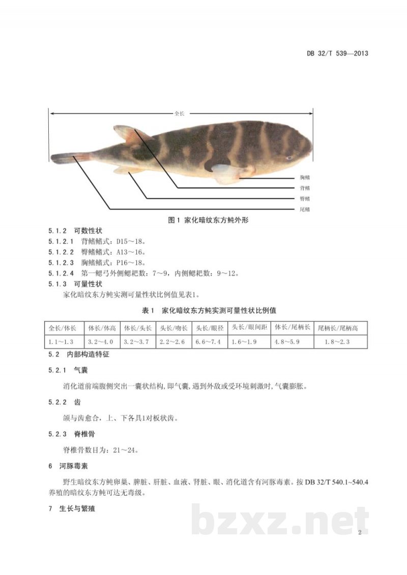 DB32/T 539-2013家化暗纹东方鲀