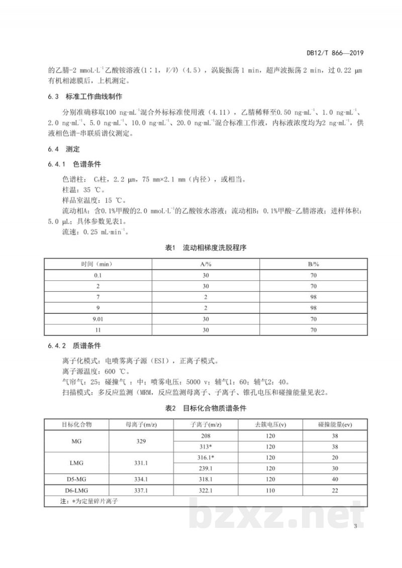 DB12/T 866-2019水和沉积物中孔雀石绿及其代谢物残留量的测定 液相色谱-串联质谱法