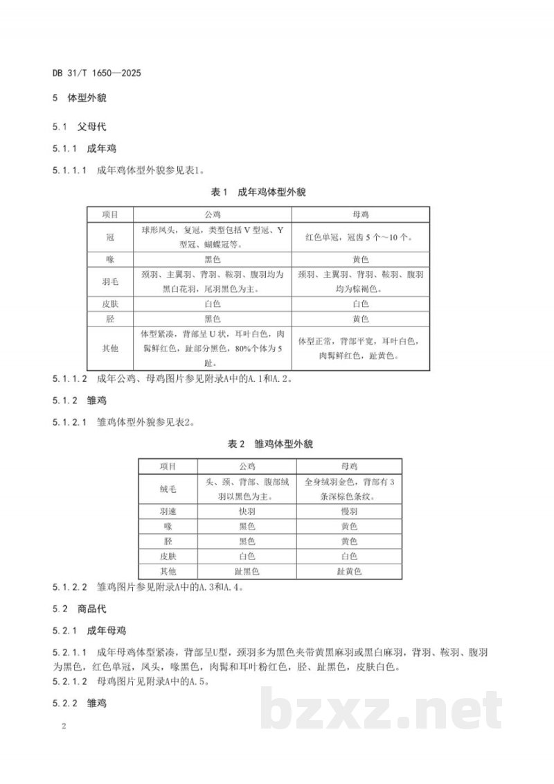 DB31/T 1650-2025新杨黑羽蛋鸡配套系