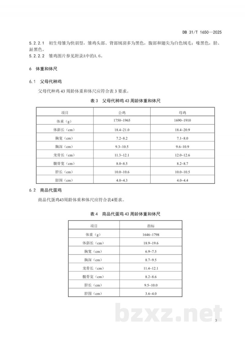 DB31/T 1650-2025新杨黑羽蛋鸡配套系