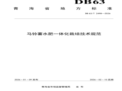DB63/T 2498-2026马铃薯水肥一体化栽培技术规范