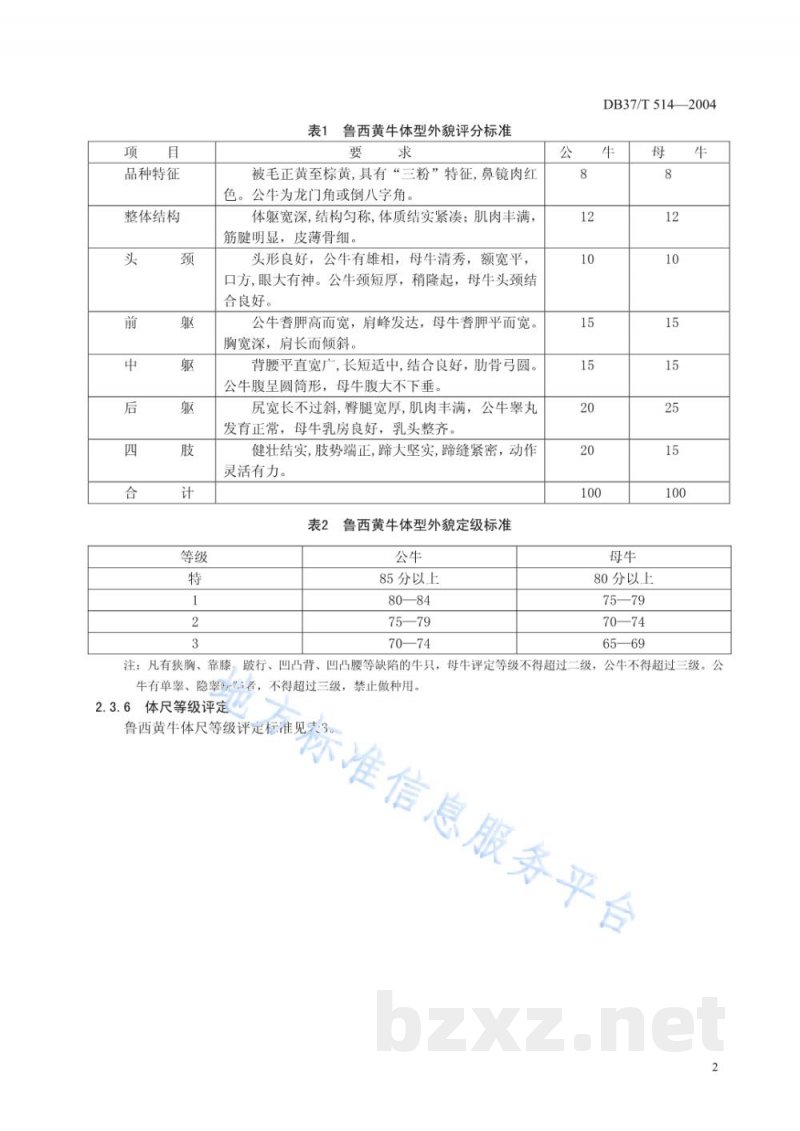 DB37/T 514-2004鲁西黄牛
