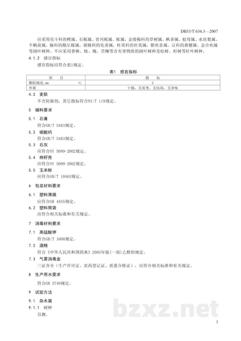 DB33/T 636.3-2007无公害杏鲍菇 第3部分 原辅材料