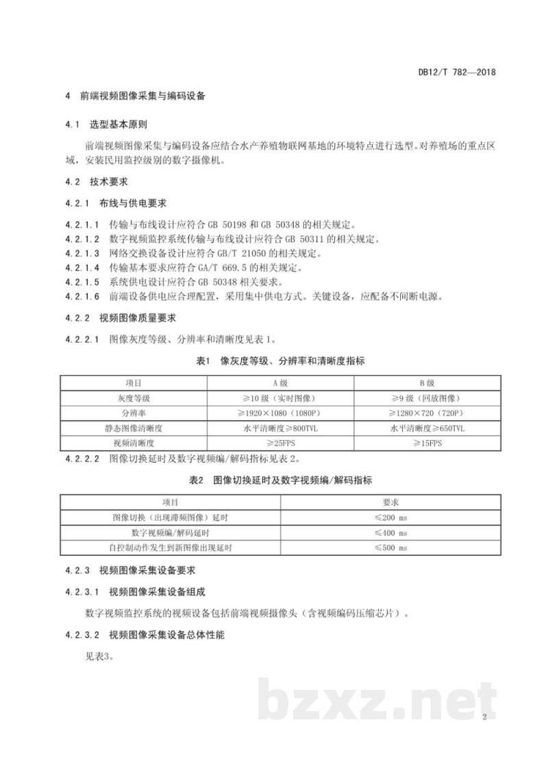 DB12/T 782-2018水产养殖物联网数字视频监控系统技术规范