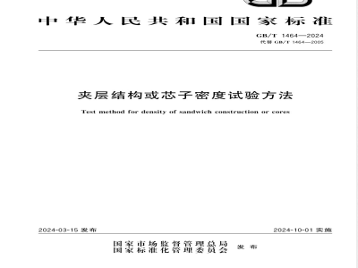 GB/T 1464-2024夹层结构或芯子密度试验方法 