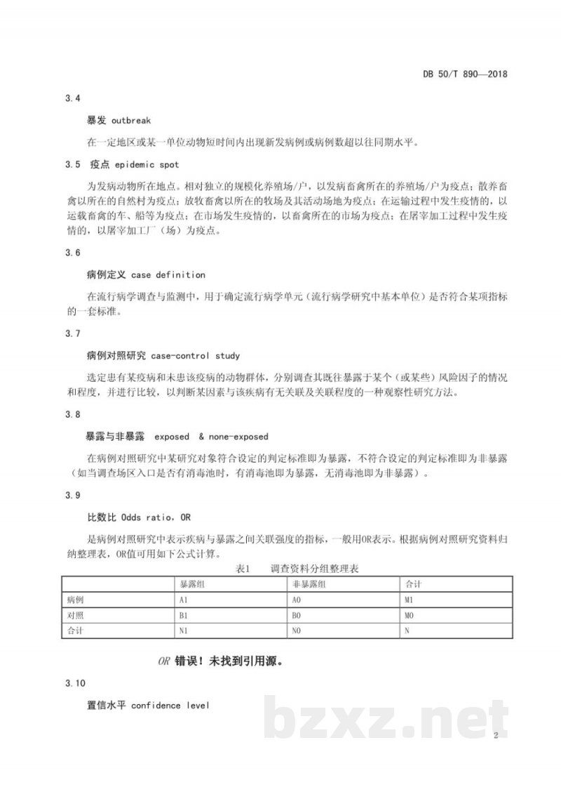 DB50/T 890-2018重庆市动物疫病应急现场流行病学调查技术规范