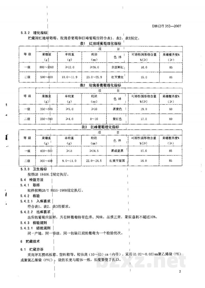 DB12/T 352-2007葡萄贮藏技术规范