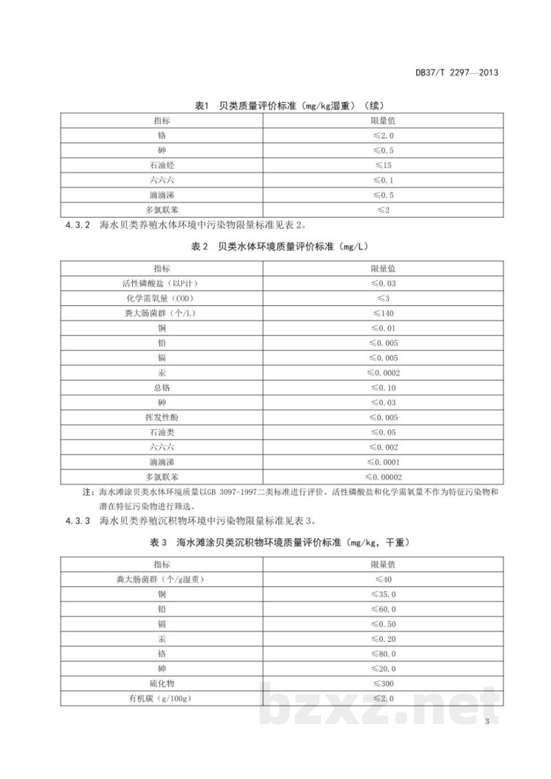 DB37/T 2297-2013海水贝类养殖区污染物筛选技术规范