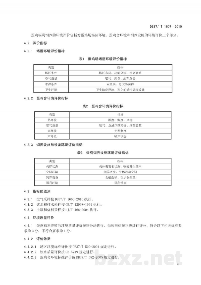 DB37/T 1607-2010蛋鸡福利养殖环境评价方法