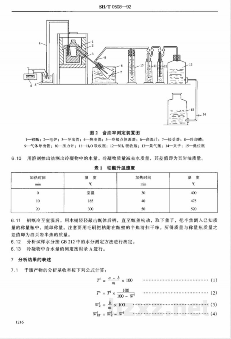 SH/T 0508-1992 油页岩含油率测定法(低温干馏法)