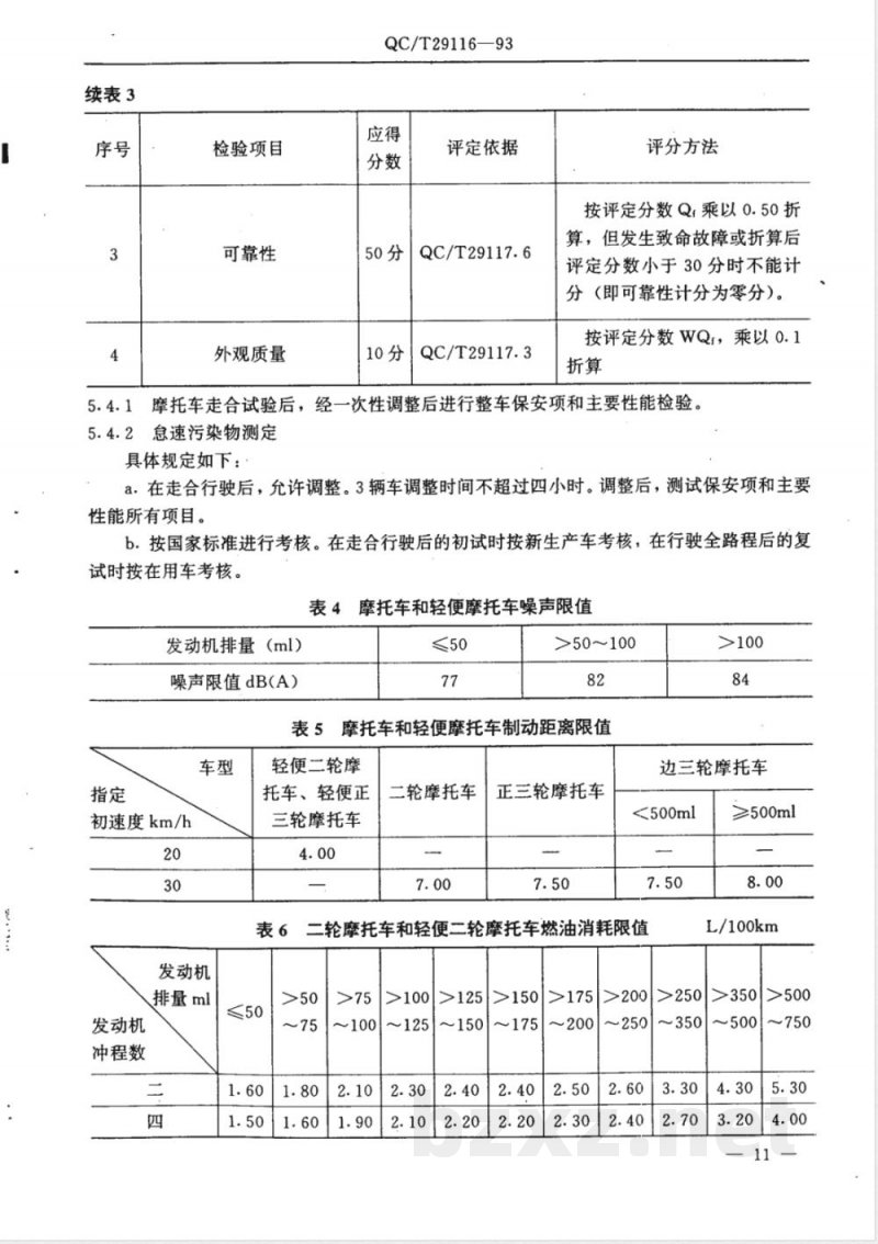 QC/T 29116-1993 摩托车和轻便摩托车产品质量检验评定方法