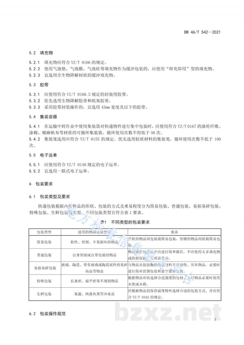 DB46/T 542-2021快递绿色包装通用要求