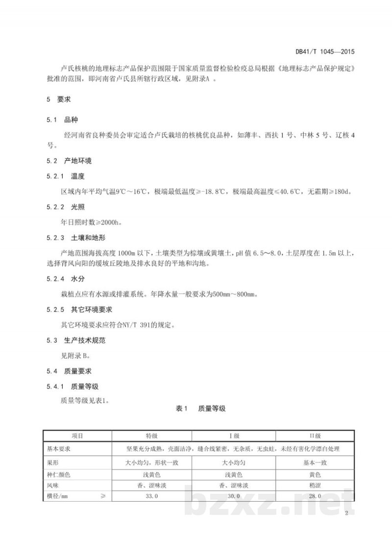 DB41/T 1045-2015地理标志产品 卢氏核桃