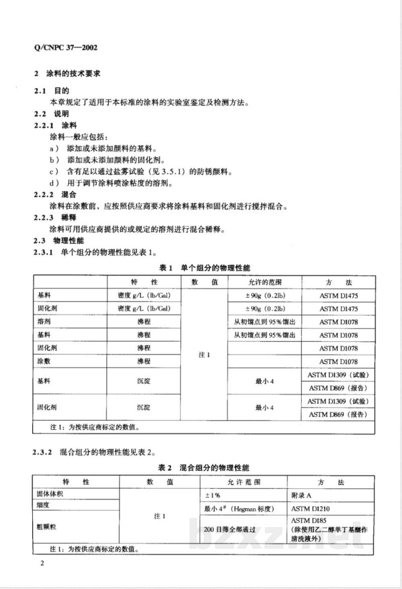 Q/CNPC 37-2002 非腐蚀性天然气输送管内壁覆盖层推荐做法