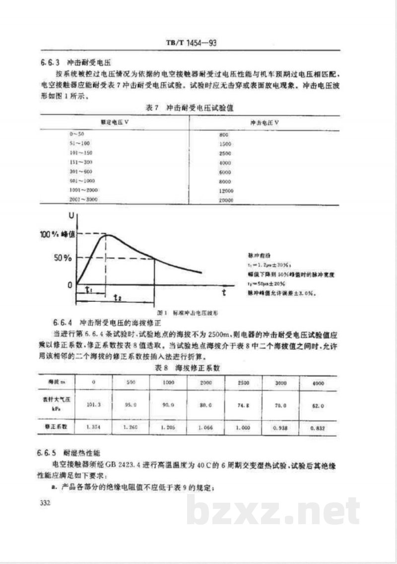 TB/T 1454-1993 机车电空接触器技术条件