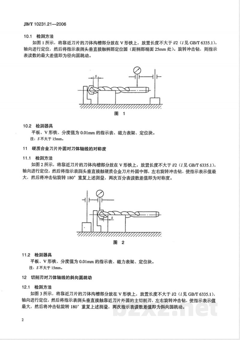 JB/T 10231.21-2006 刀具产品检测方法 第21部分：旋转和旋转冲击式硬质合金建工钻