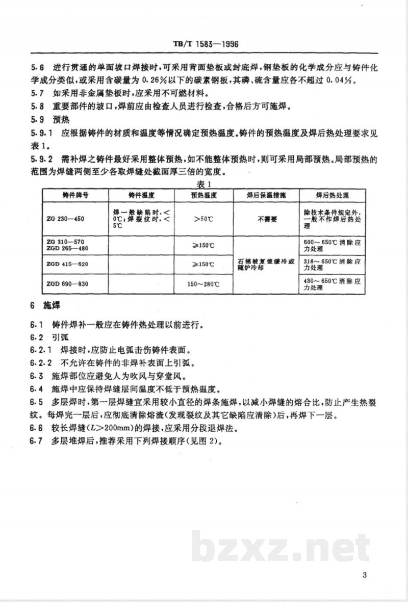 TB/T 1583-1996 机车车辆铸钢件补焊技术条件