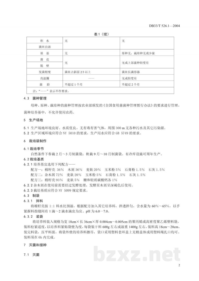 DB33/T 526.1-2004无公害秀珍菇 第1部分 生产技术规程