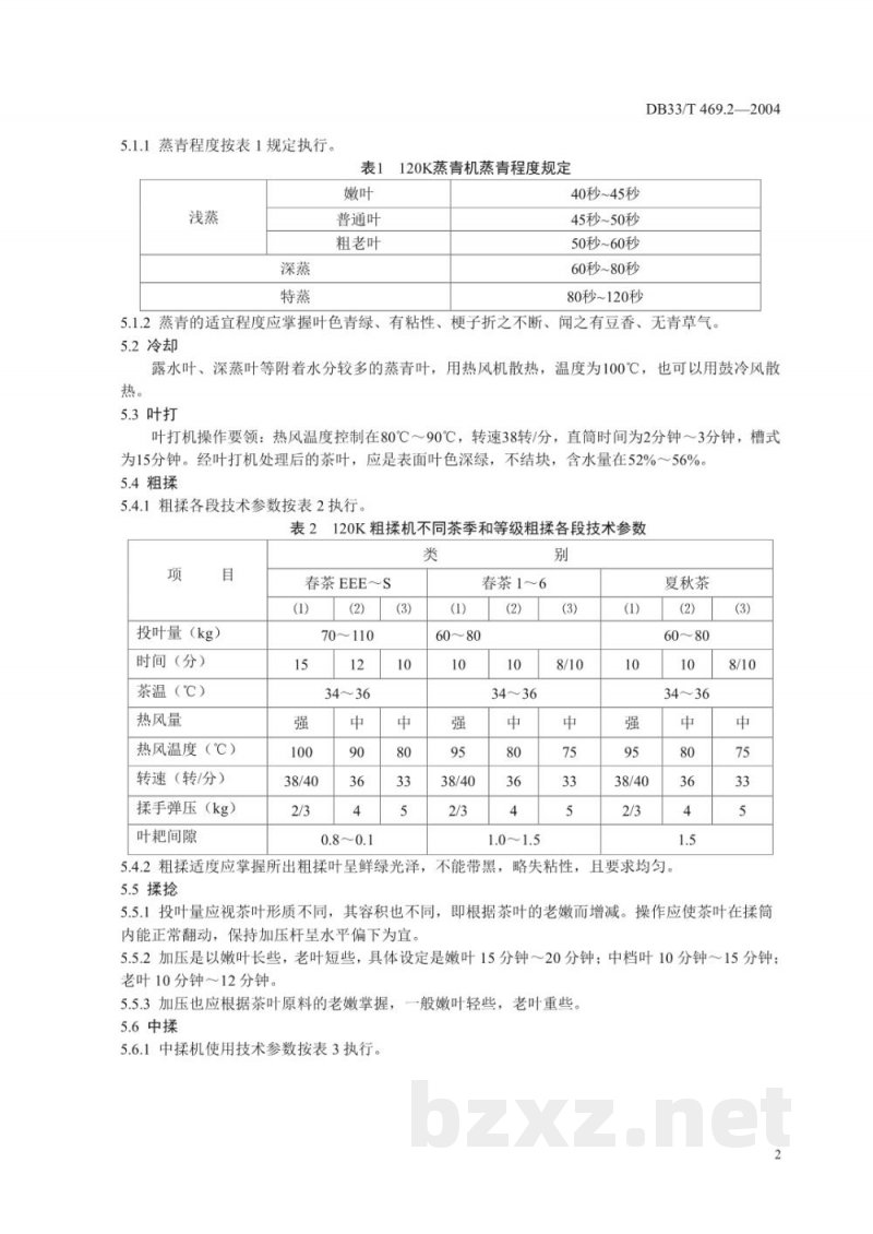 DB33/T 469.2-2004蒸青煎茶 第2部分：鲜叶管理与技术