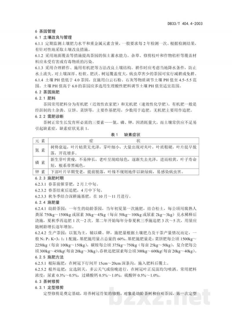 DB33/T 404.4-2003乌牛早茶 第4部分 栽培管理