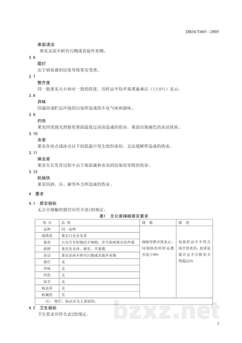 DB36/T 465-2005无公害食品 辣椒