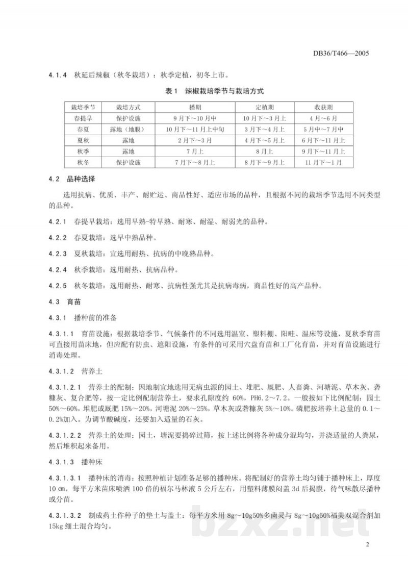 DB36/T 466-2005无公害食品 辣椒生产技术规程