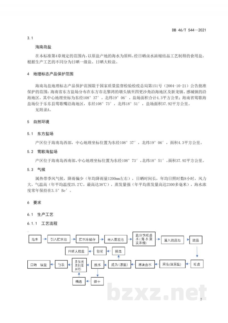 DB46/T 544-2021地理标志产品 海南岛盐
