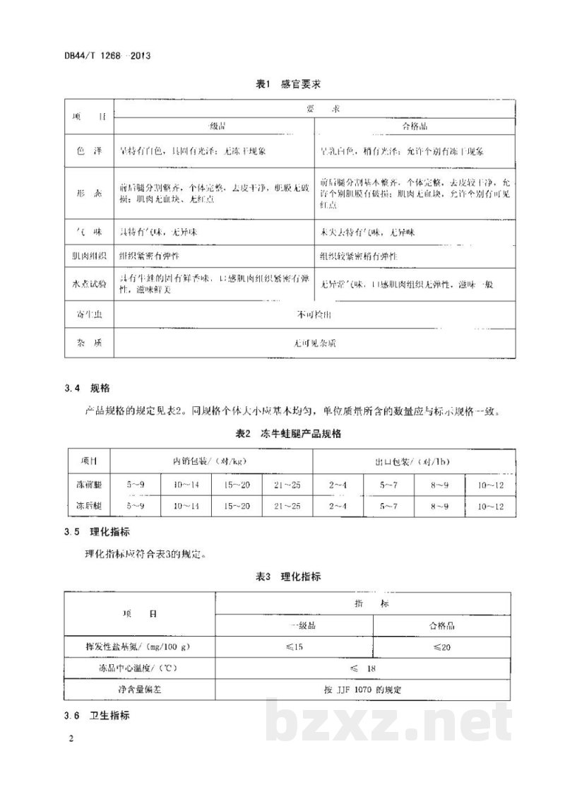 DB44/T 1268-2013冻牛蛙腿