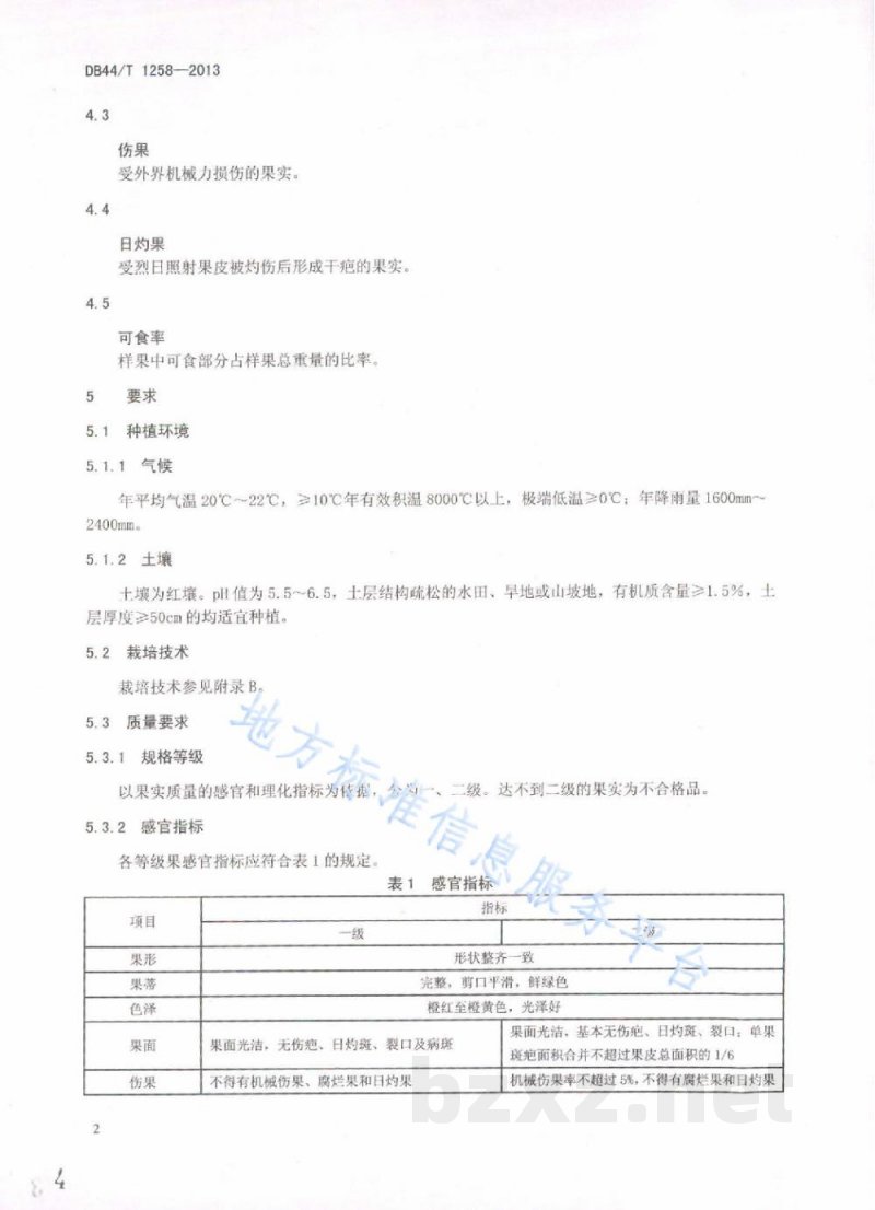 DB44/T 1258-2013地理标志产品 萝岗甜橙