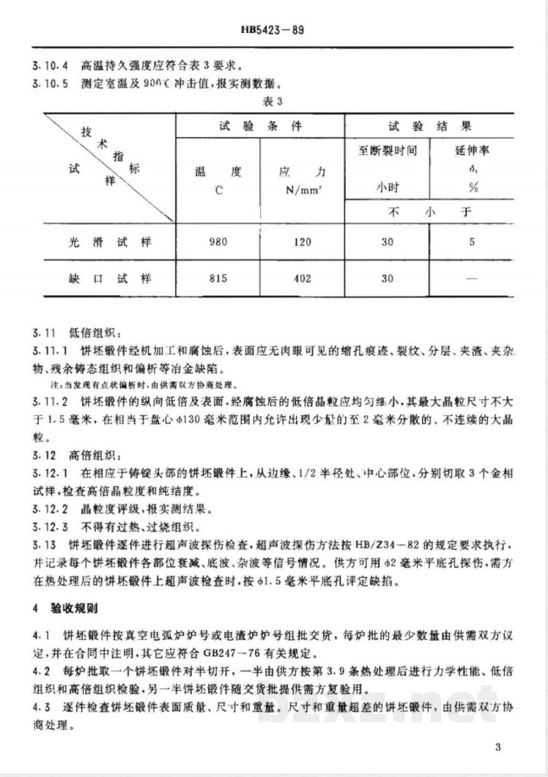 HB 5423-1989 航空用ＧＨ７１０合金饼坯锻件