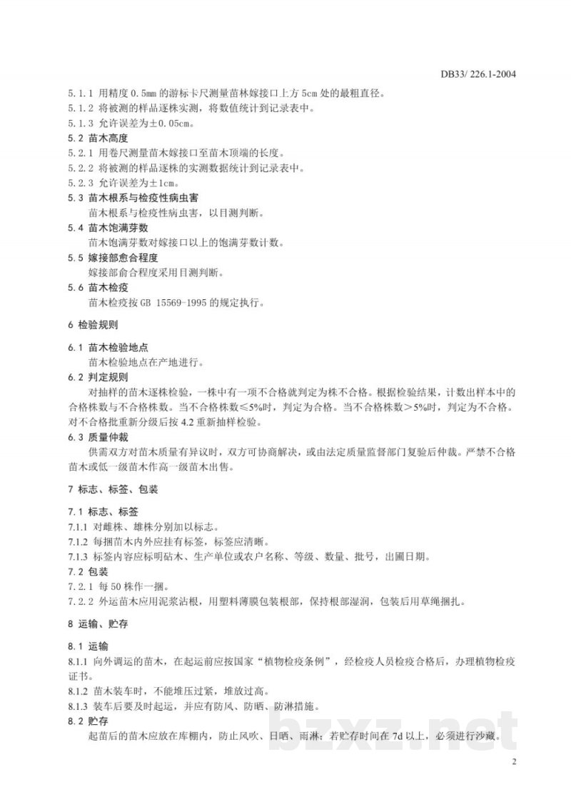 DB33/ 226.1-2004无公害猕猴桃 第1部分:苗木