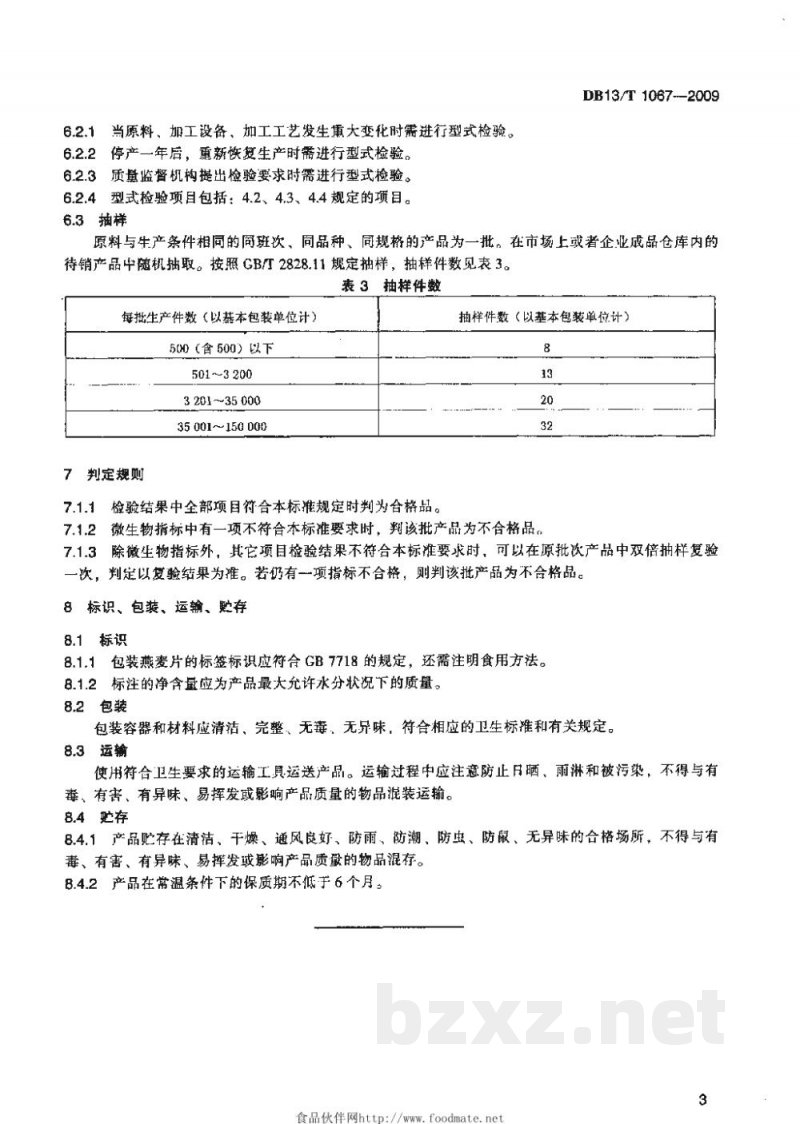 DB13/T 1067-2009燕麦片