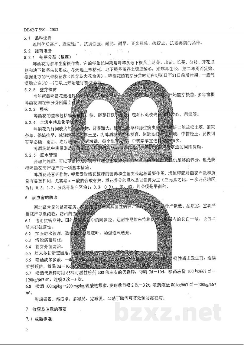 DB62/T 990-2003白银市无公害农产品生产技术规程啤酒花