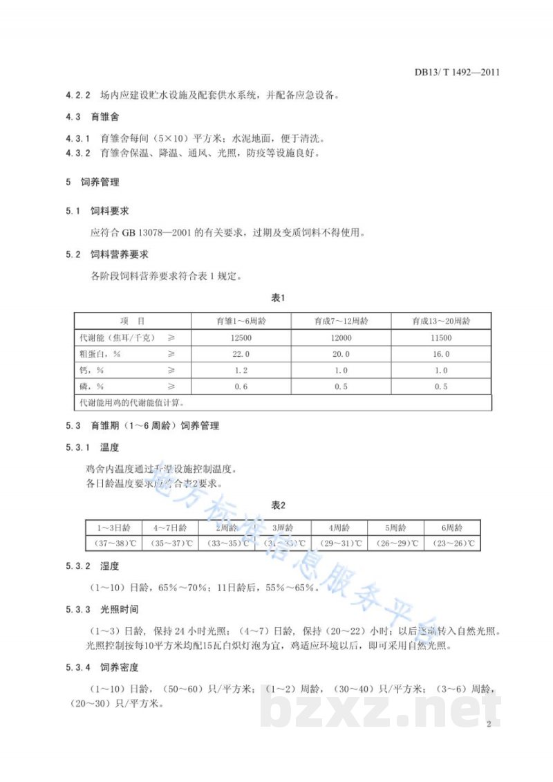 DB13/T 1492-2011七彩山鸡养殖技术规程