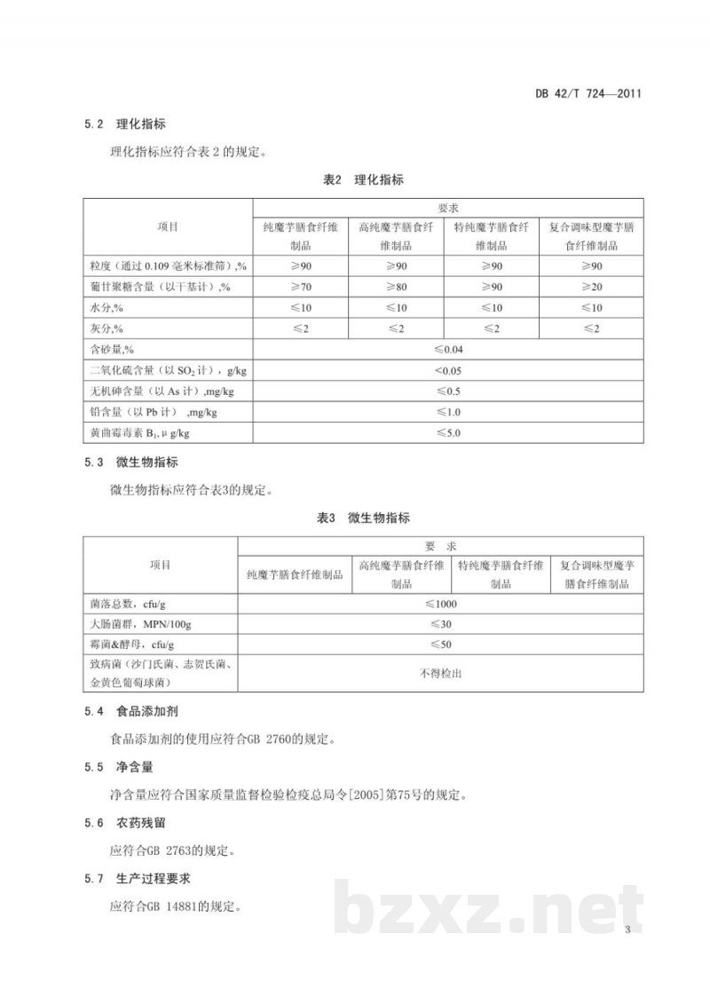 DB42/T 724-2011魔芋膳食纤维制品