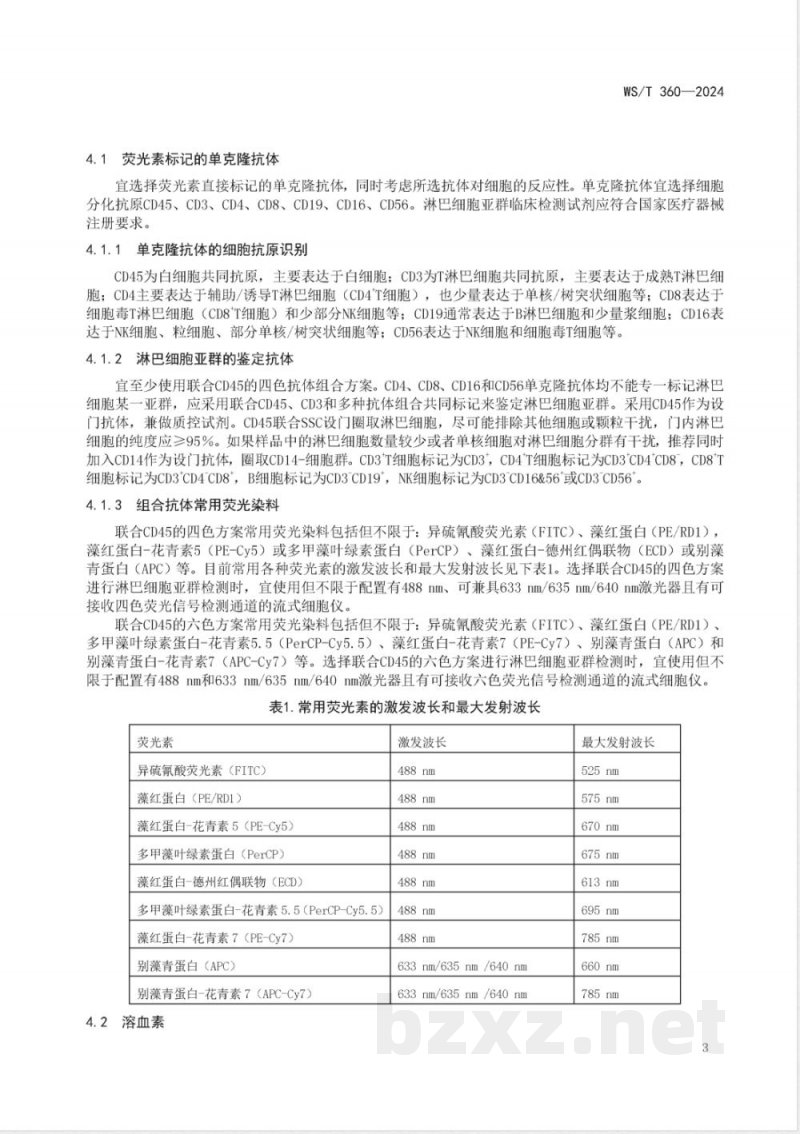 WS/T 360-2024流式细胞术检测外周血淋巴细胞亚群指南 