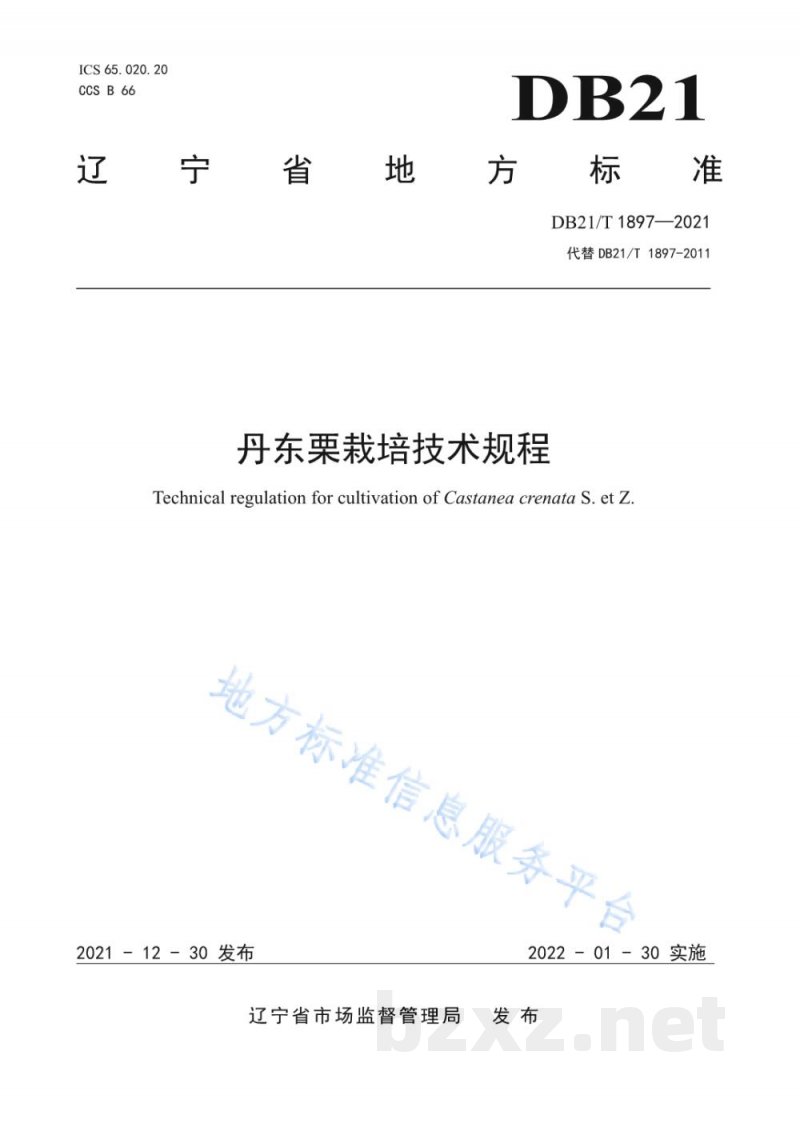 DB21/T 1897-2021丹东栗栽培技术规程