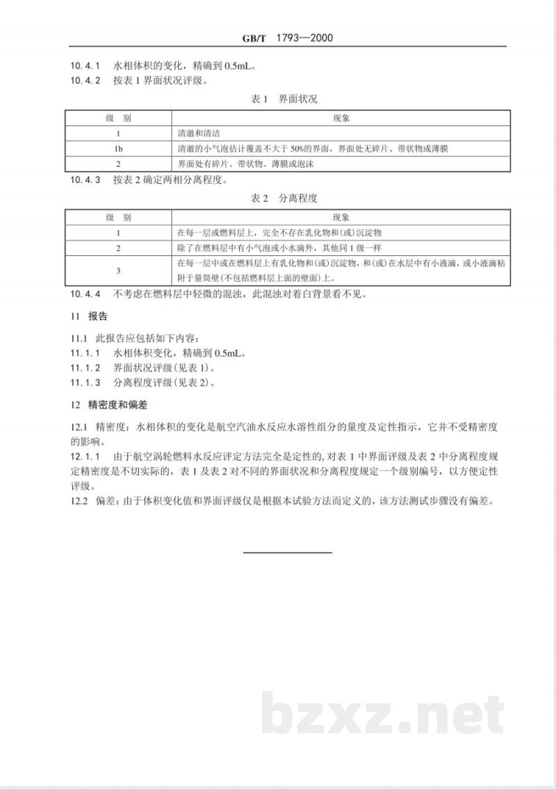GB/T 1793-2000 航空燃料水反应试验法