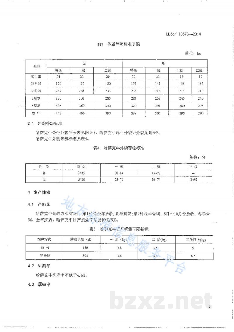 DB65/T 3578-2014哈萨克牛
