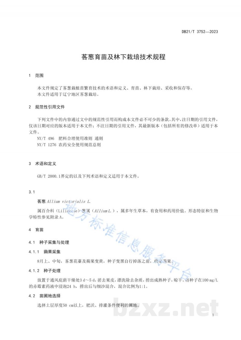 DB21/T 3752-2023茖葱育苗及林下栽培技术规程
