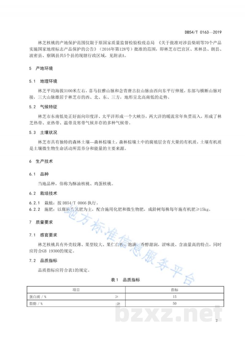 DB54/T 0163-2019地理标志产品 林芝核桃