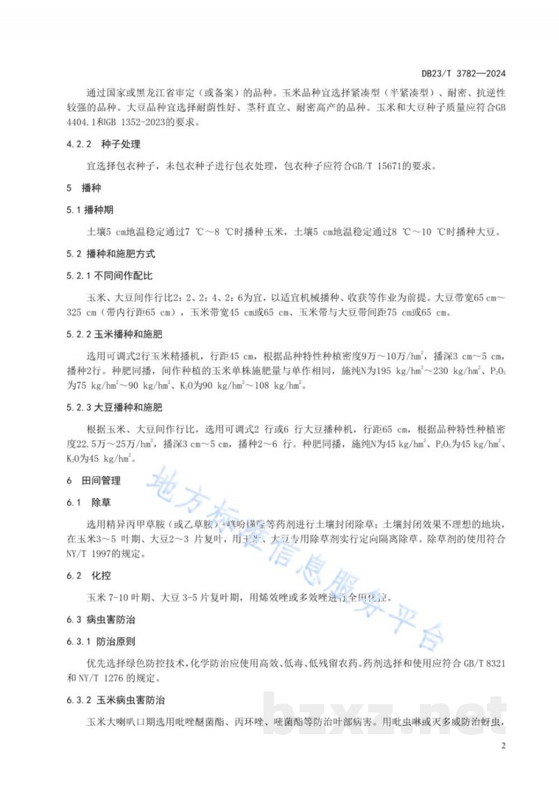 DB23/T 3782-2024玉米与大豆间作栽培技术规程
