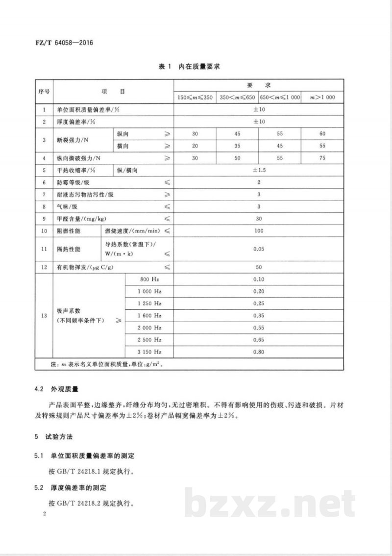 FZ/T 64058-2016汽车隔音隔热垫用再加工纤维毡 