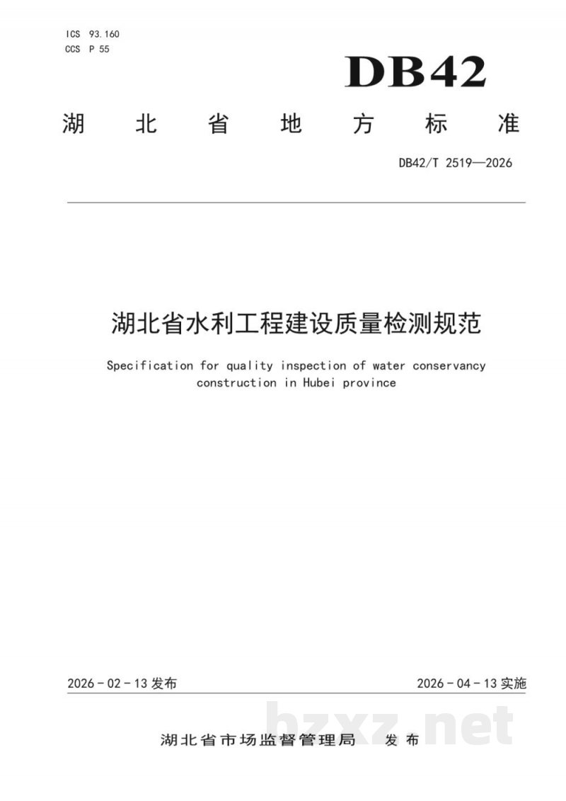 DB42/T 2519-2026湖北省水利工程建设质量检测规范