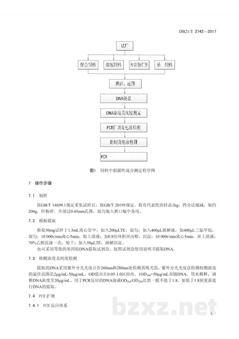 DB21/T 2742-2017饲料中动物源性成分—貂源性组织成分定性检测方法PCR 方法