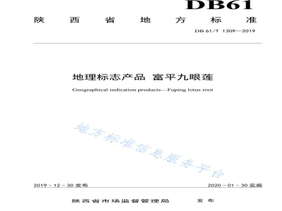 DB61/T 1309-2019地理标志产品 富平九眼莲