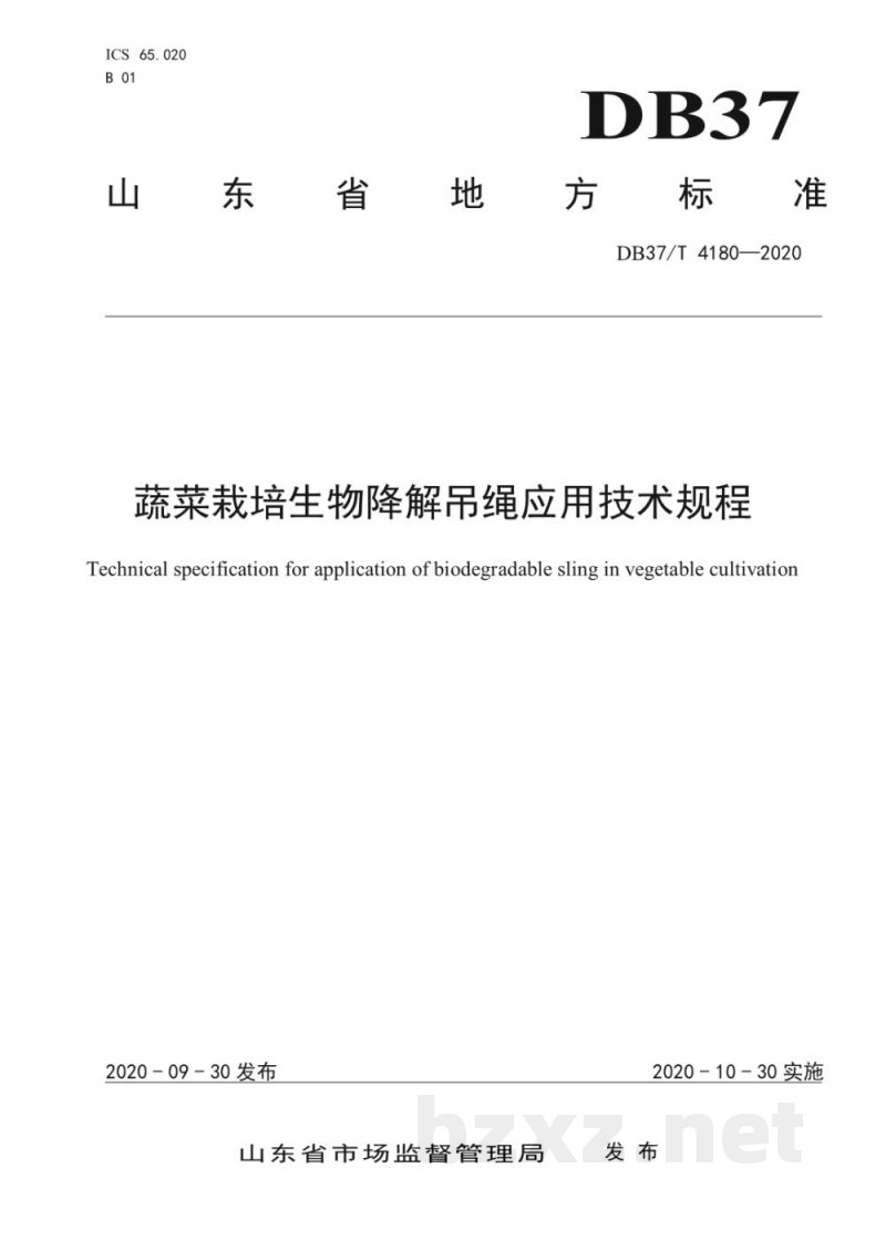 DB37/T 4180-2020蔬菜栽培生物降解吊绳应用技术规程