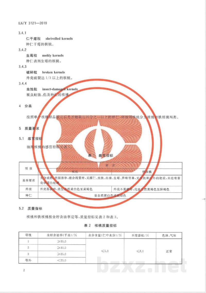 LS/T 3121-2019油用核桃 